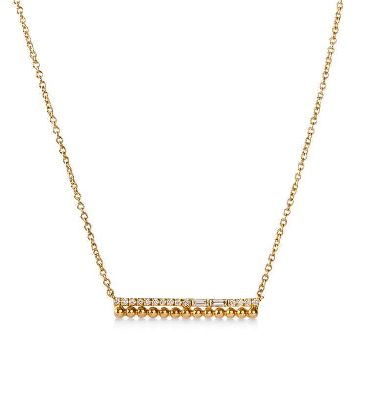 14ky .11ctw Baguette-Cut Diamond Bar Necklace