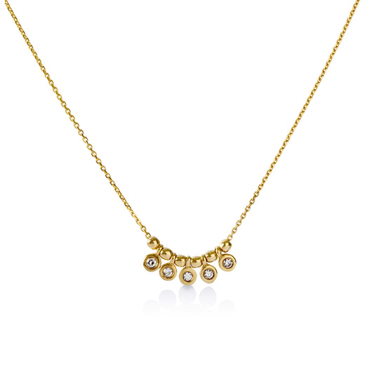 14ky .05ctw 5-Diamond Bezel Necklace