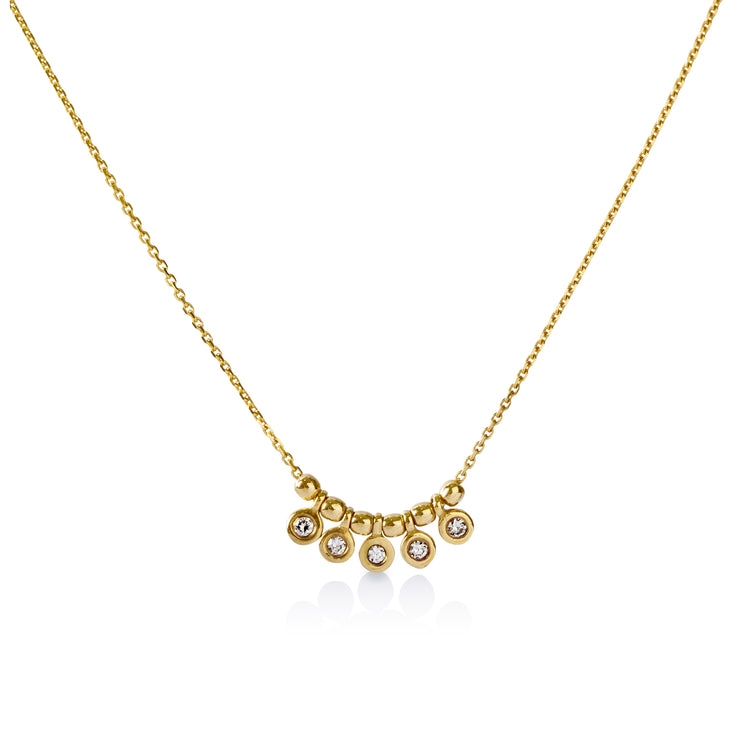 14ky .05ctw 5-Diamond Bezel Necklace