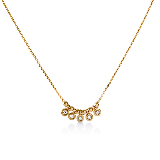 14ky .05ctw 5-Diamond Bezel Necklace