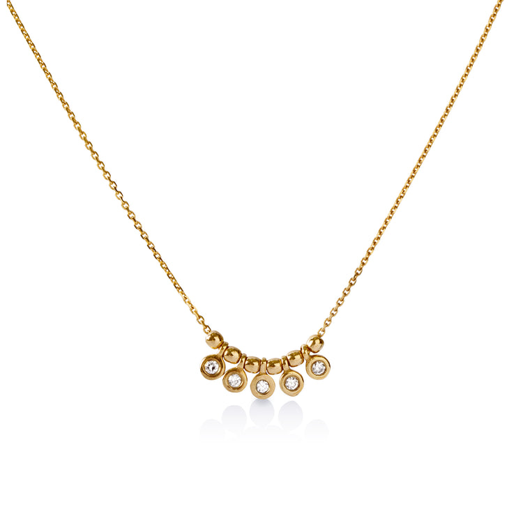 14ky .05ctw 5-Diamond Bezel Necklace
