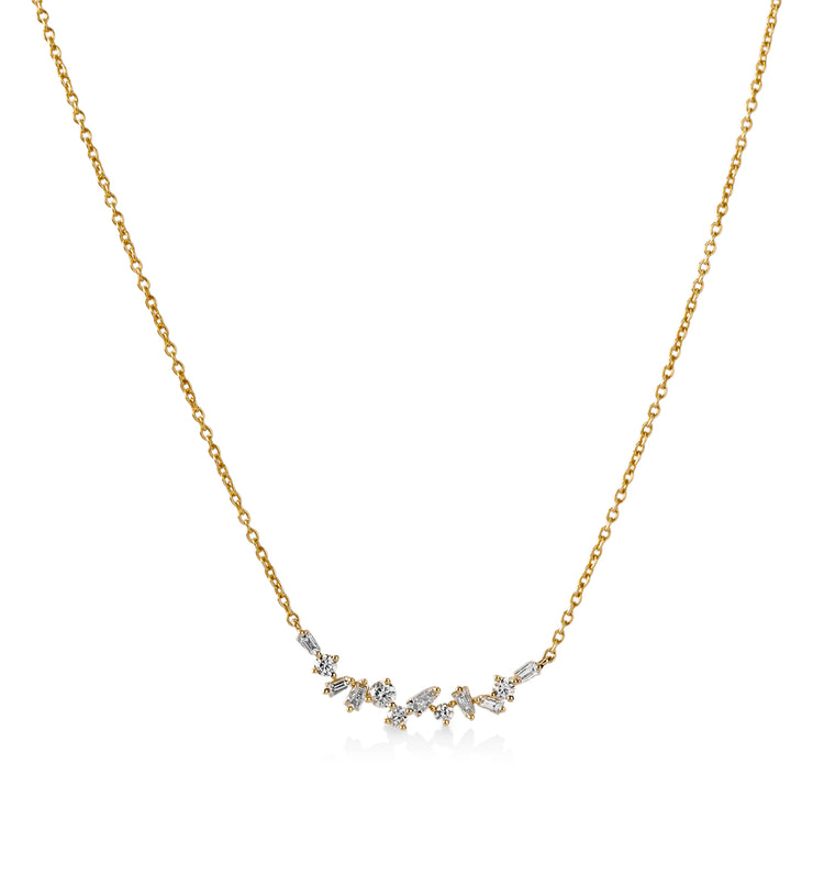14ky .32ctw Scattered Baguette & Round Diamond Necklace