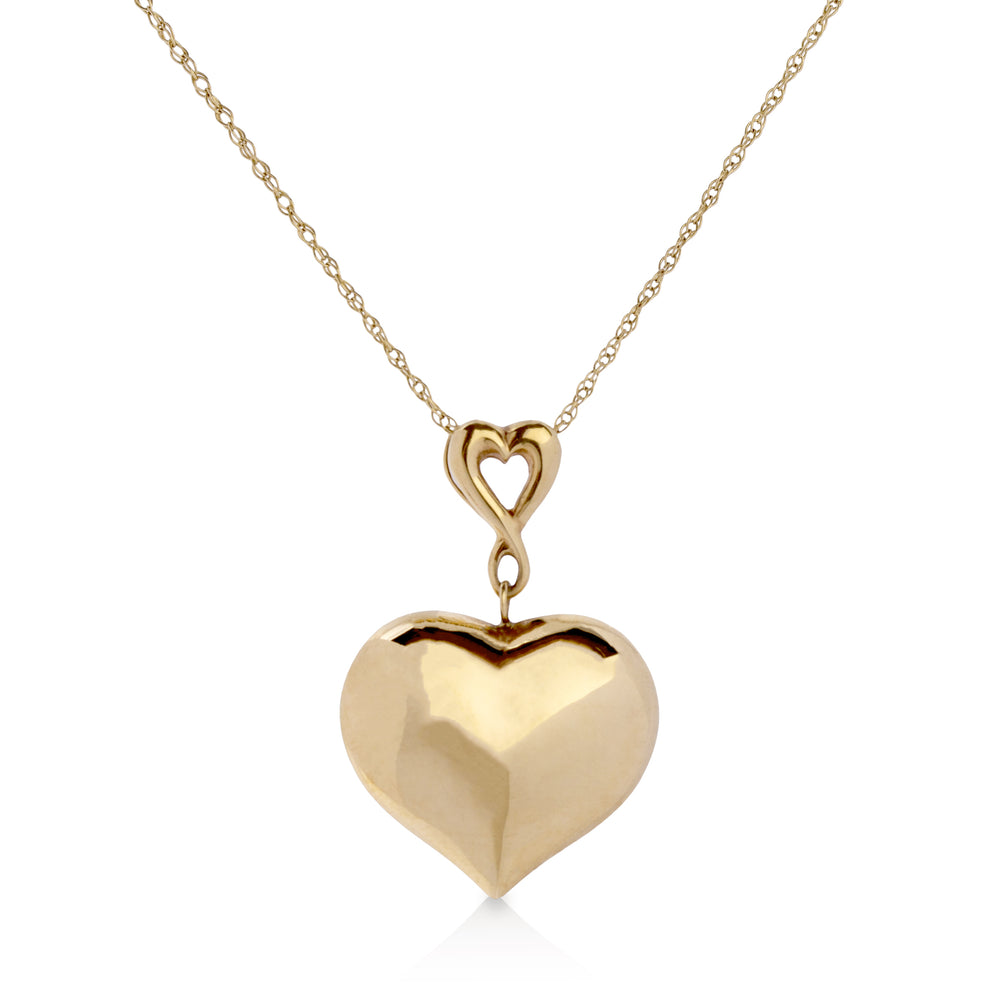 14kt Vintage Puff Heart Necklace