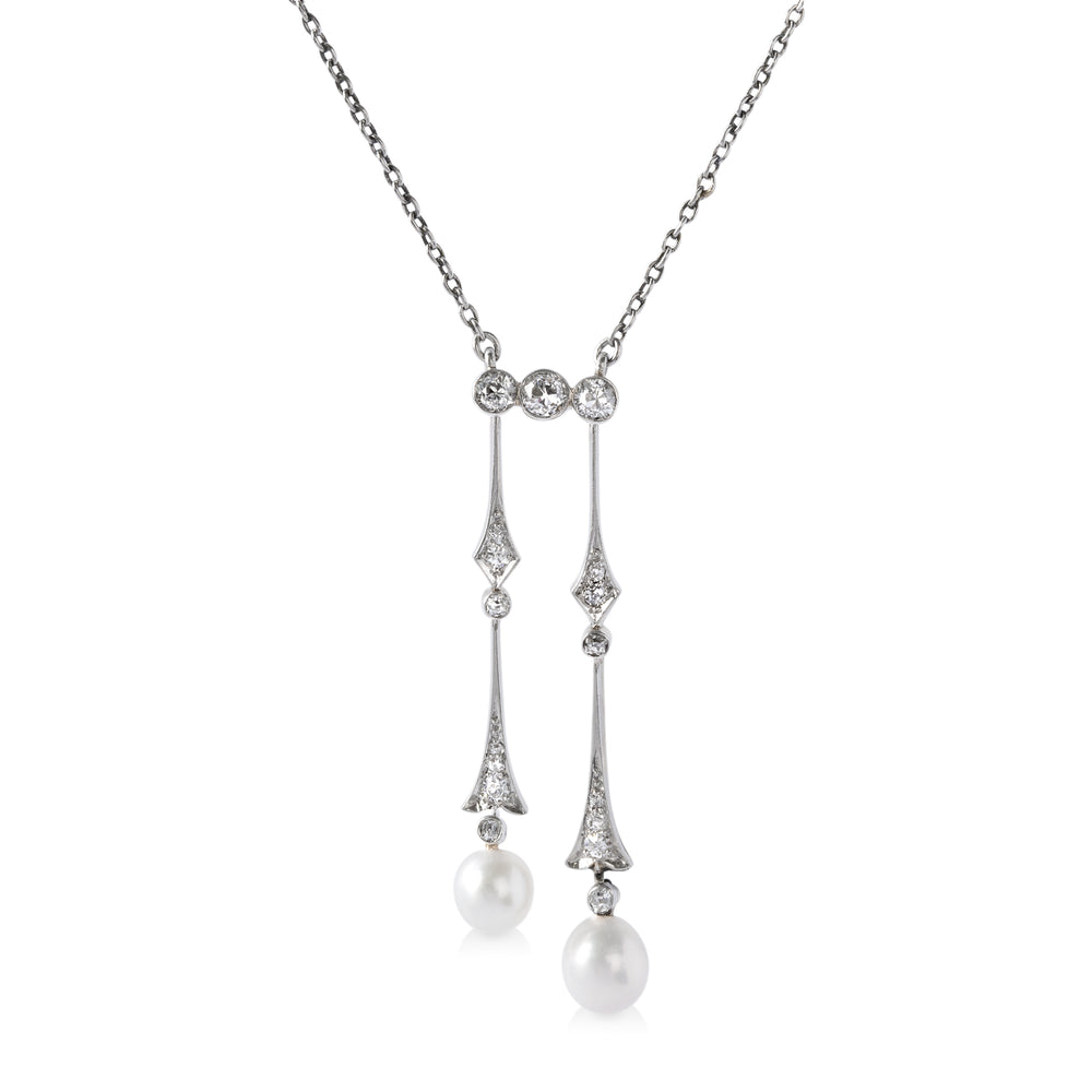 Platinum Vintage Diamond & Pearl Necklace