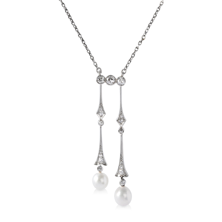 Platinum Vintage Diamond & Pearl Necklace