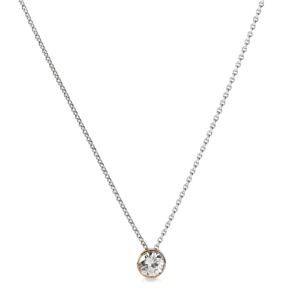 14kw .54ct Floating Bezel Diamond Necklace