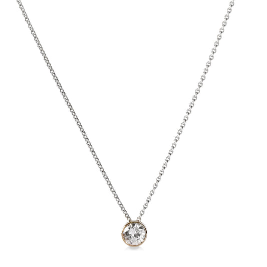 14kw .54ct Floating Bezel Diamond Necklace