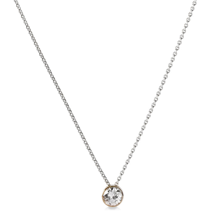 14kw .54ct Floating Bezel Diamond Necklace