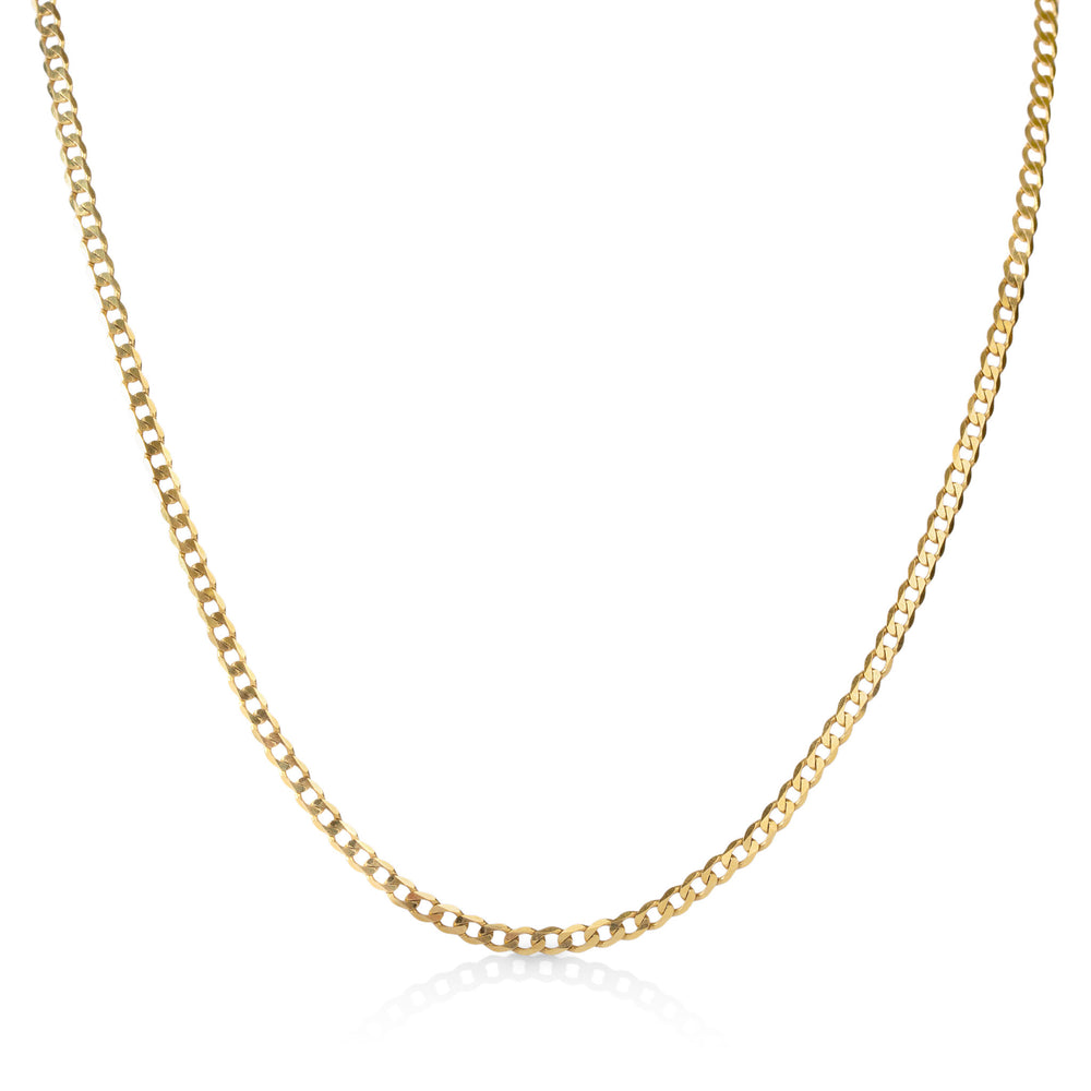10k 2.4mm Flat Curb Chain Necklace