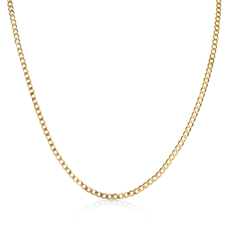 10k 2.4mm Flat Curb Chain Necklace