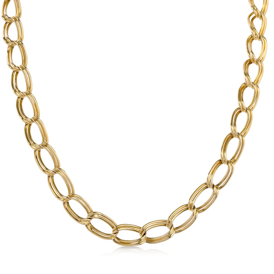 14ky 18" Vintage Double Charm Chain Necklace