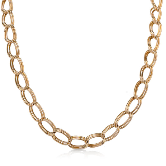 14ky 18" Vintage Double Charm Chain Necklace
