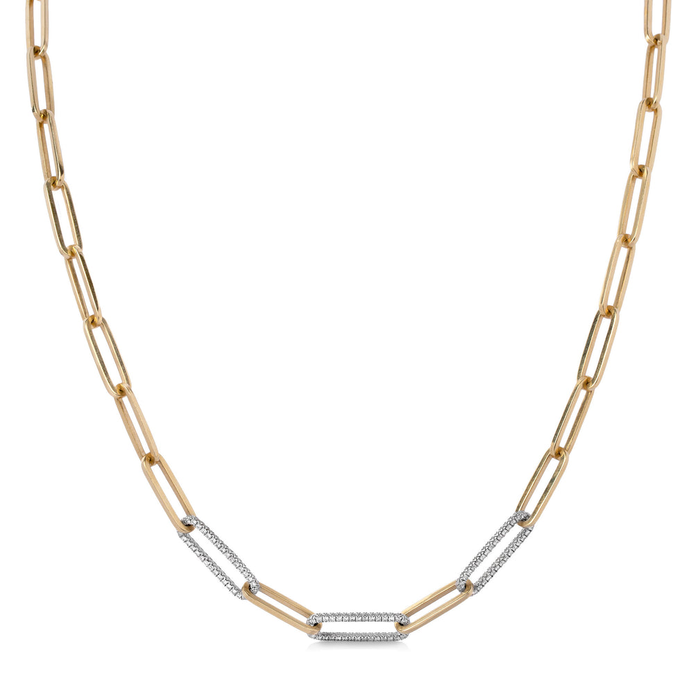 14ky 1ctw Diamond and Gold Paper Clip Necklace