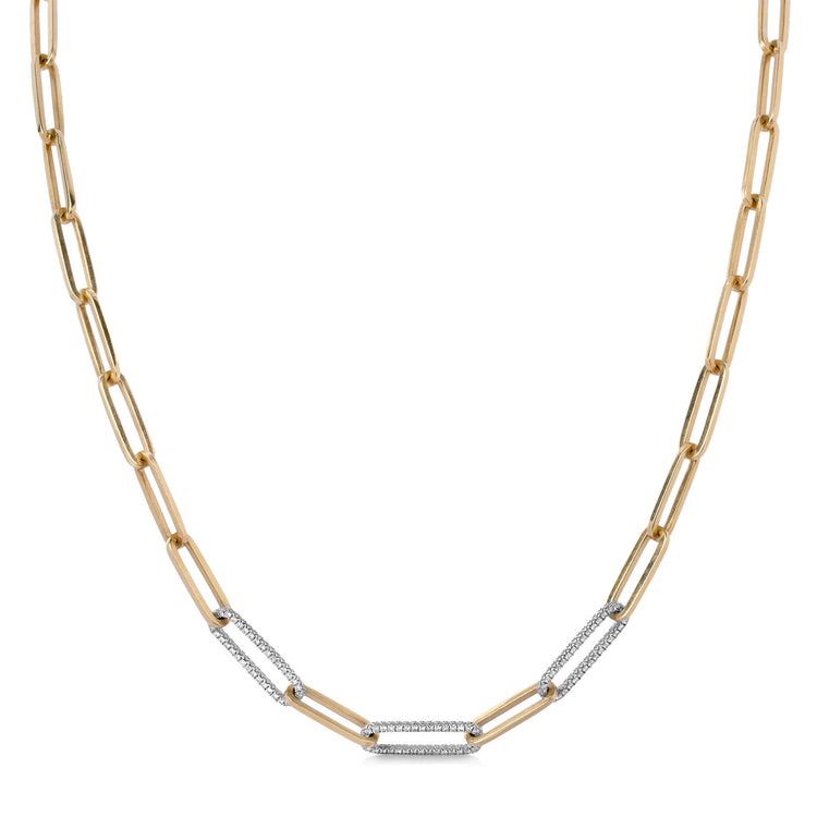 14ky 1ctw Diamond and Gold Paper Clip Necklace