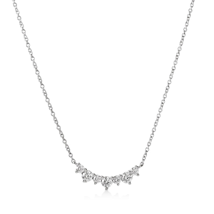 14kw .49ctw Curve Bar Alternating Size Diamond Necklace