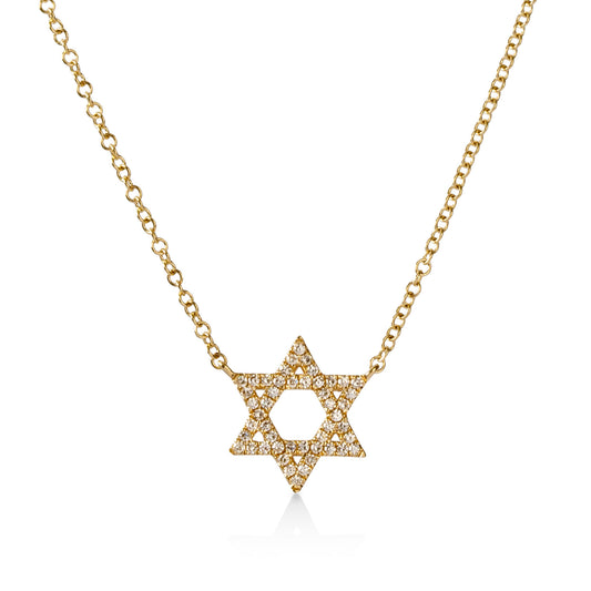 14ky .11ctw Star of David Diamond Necklace