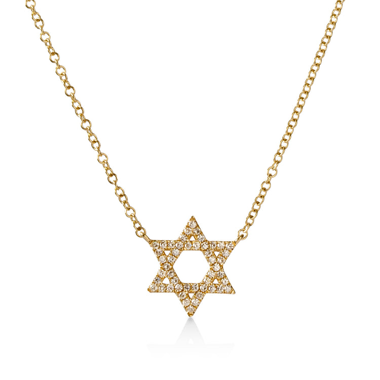 14ky .11ctw Star of David Diamond Necklace