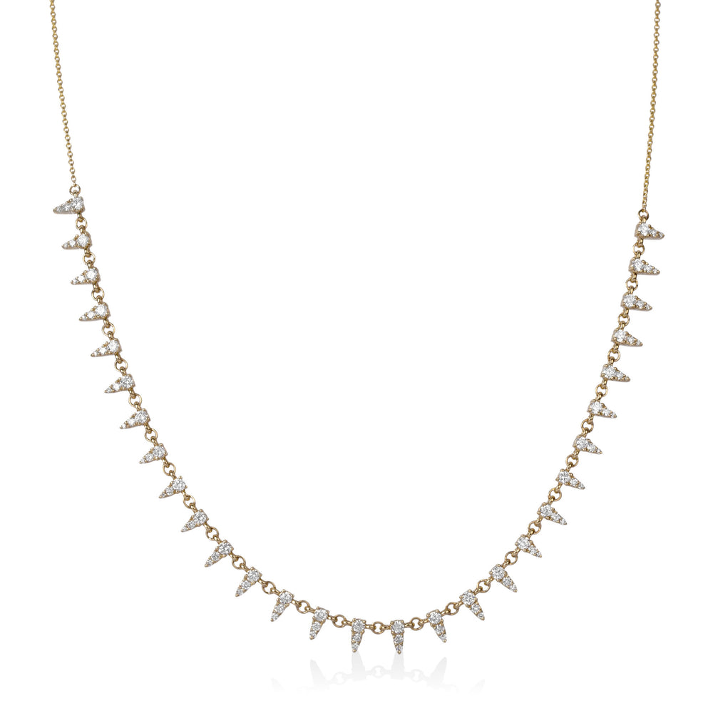 14ky 1.10ctw Lab Graduated Spike Diamond Necklace