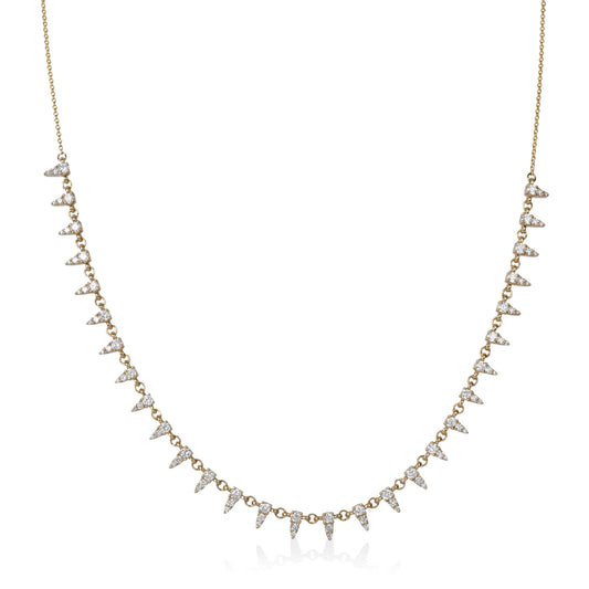 14ky 1.10ctw Lab Graduated Spike Diamond Necklace