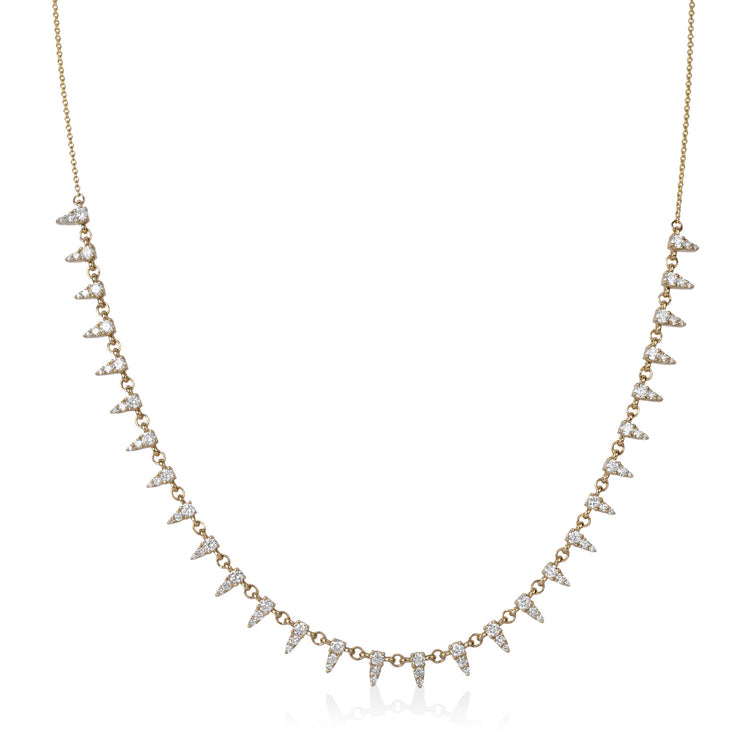 14ky 1.10ctw Lab Graduated Spike Diamond Necklace