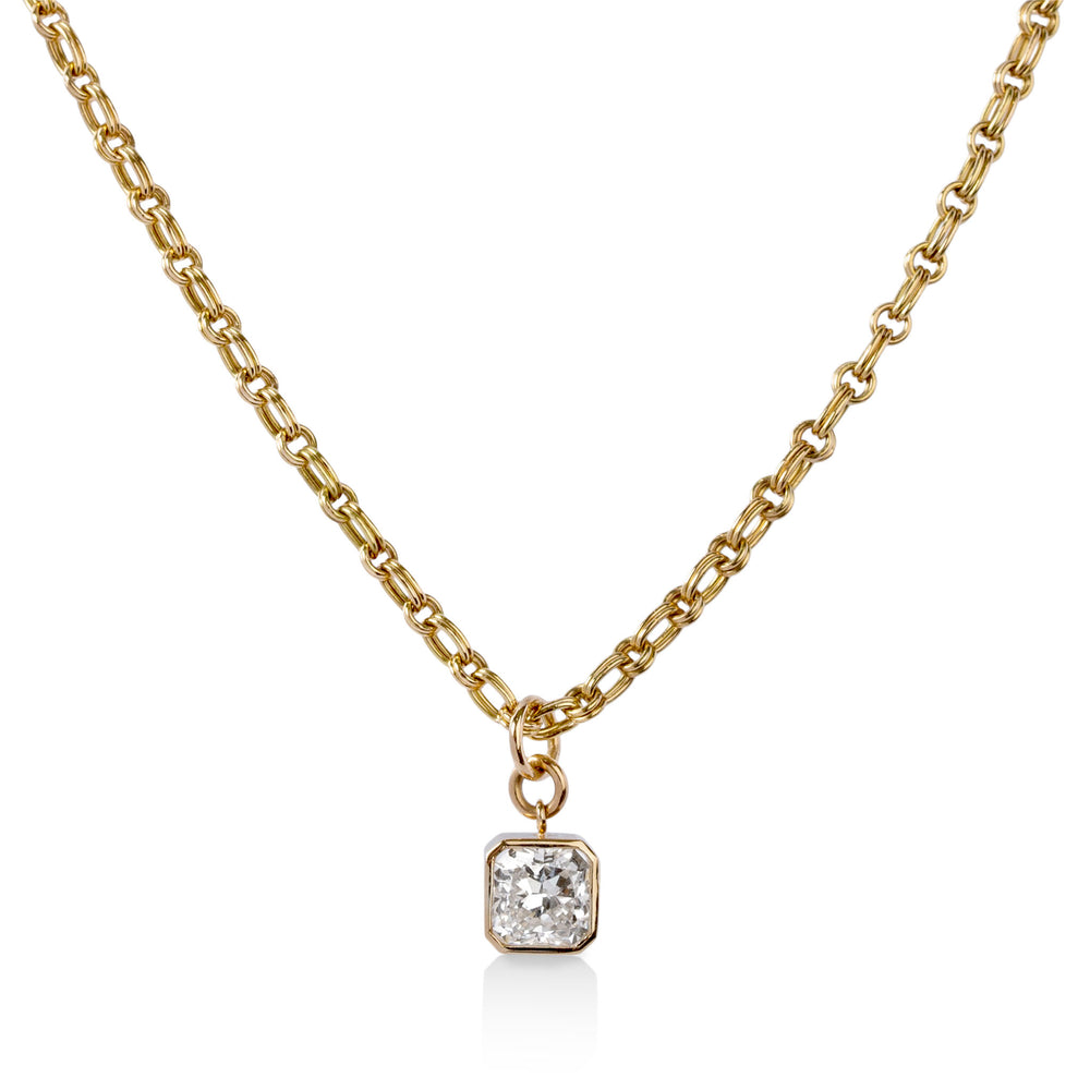 14ky .93ct Bezel-Set Radiant Lab Diamond Necklace