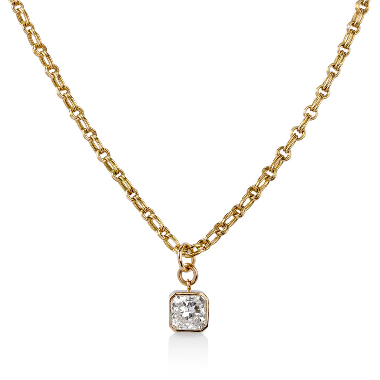 14ky .93ct Bezel-Set Radiant Lab Diamond Necklace