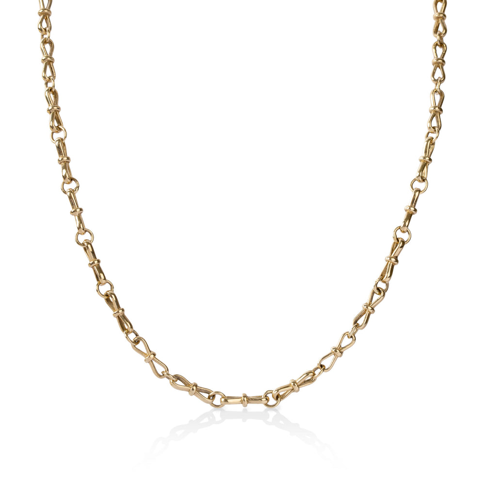 14ky Round and Bow Alternating Link Chain