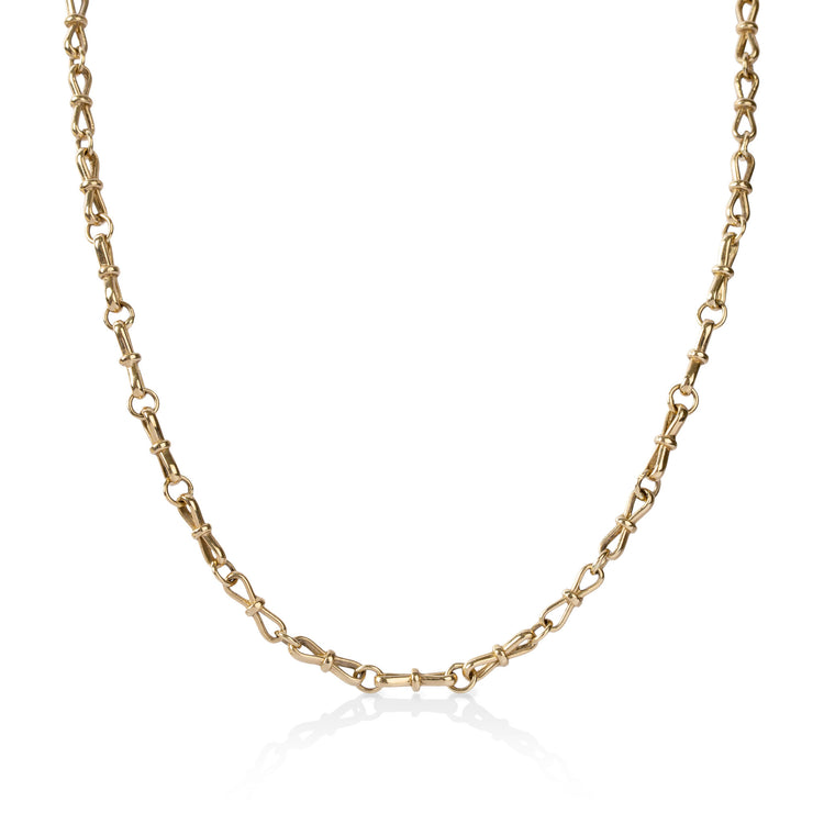 14ky Round and Bow Alternating Link Chain
