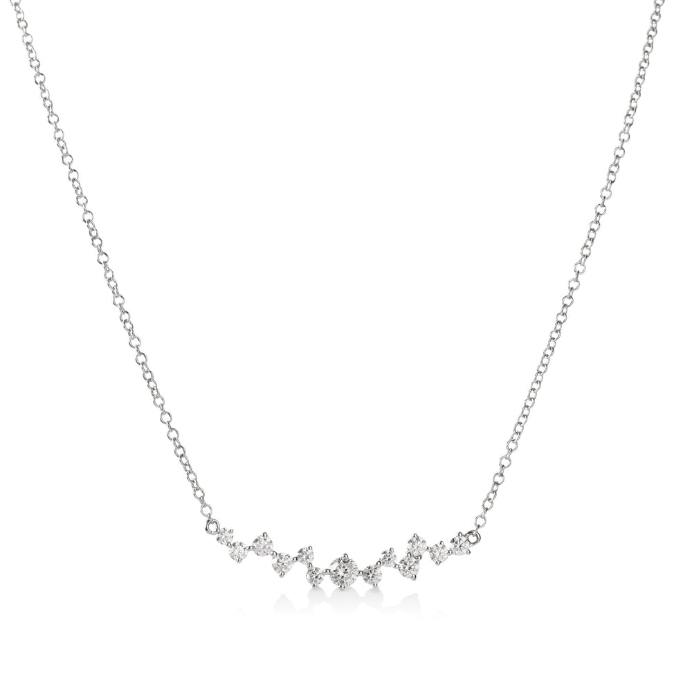 14kw .53ctw Scatter Curved Bar Necklace