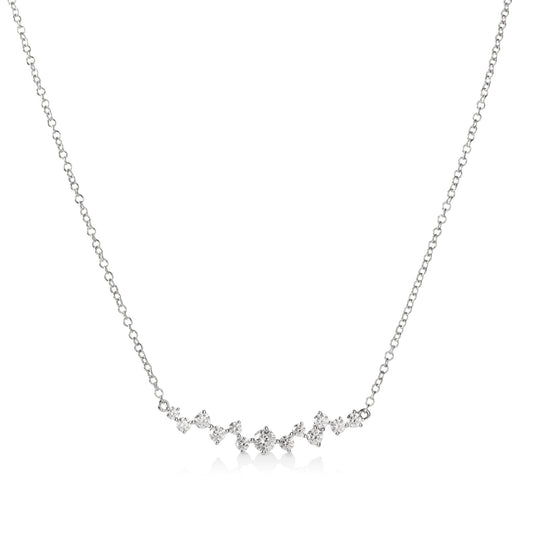 14kw .53ctw Scatter Curved Bar Necklace