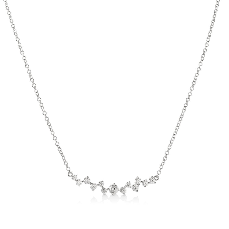 14kw .53ctw Scatter Curved Bar Necklace