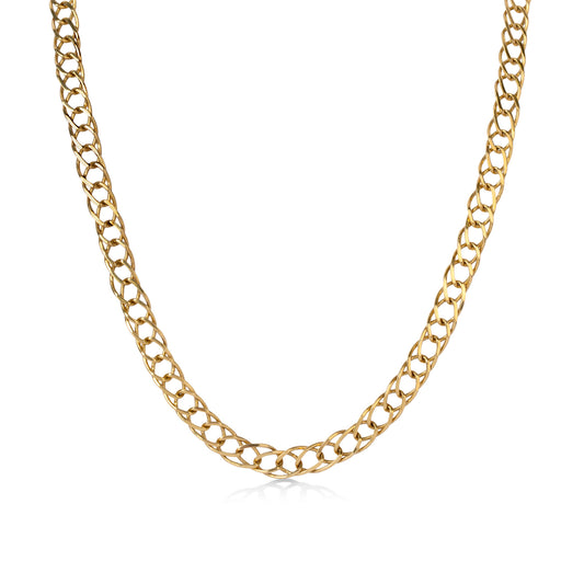 14ky Vintage Wide Flat Double Open Link Chain Necklace
