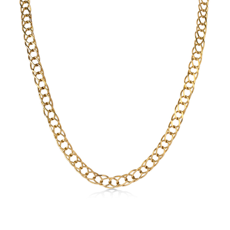 14ky Vintage Wide Flat Double Open Link Chain Necklace