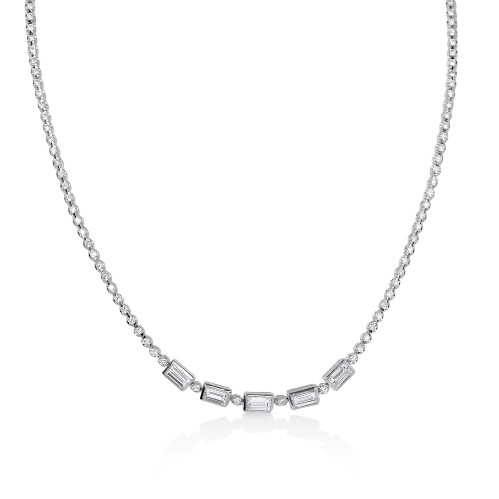 14kw 2.67ctw Emerald-Cut & Round Lab Grown Diamond Tennis Necklace