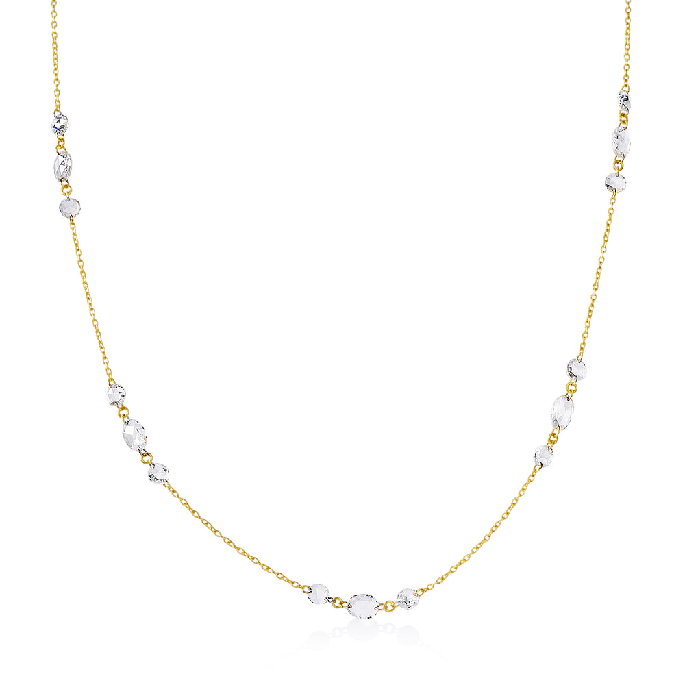 14ky 2.75ctw Rose-Cut Diamond Station Necklace