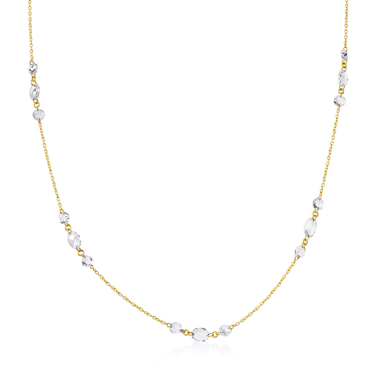 14ky 2.75ctw Rose-Cut Diamond Station Necklace