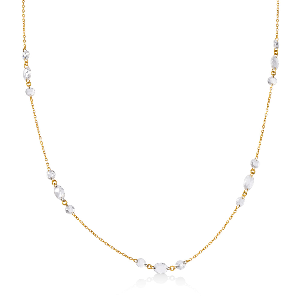 14ky 2.75ctw Rose-Cut Diamond Station Necklace