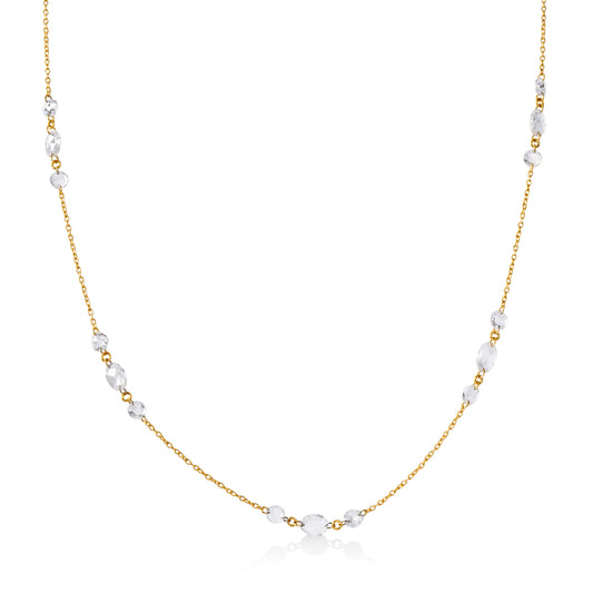 14ky 2.75ctw Rose-Cut Diamond Station Necklace