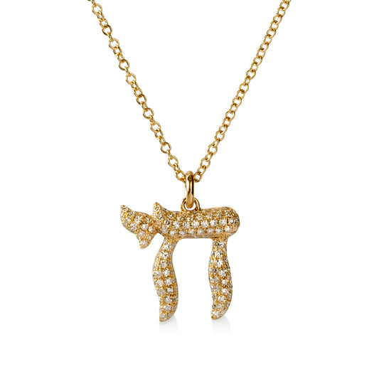 14ky .30ctw Pave Puff Chai Necklace