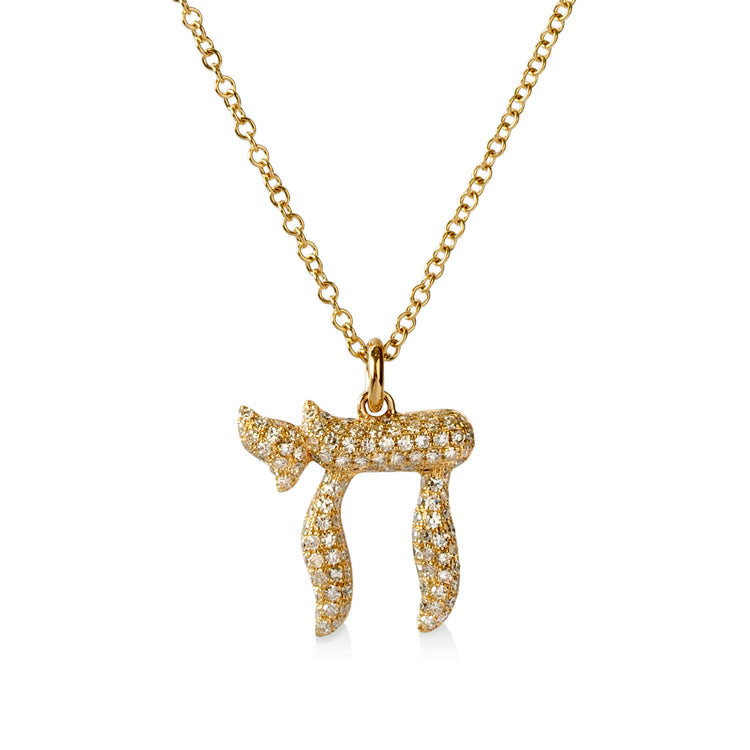 14ky .30ctw Pave Puff Chai Necklace