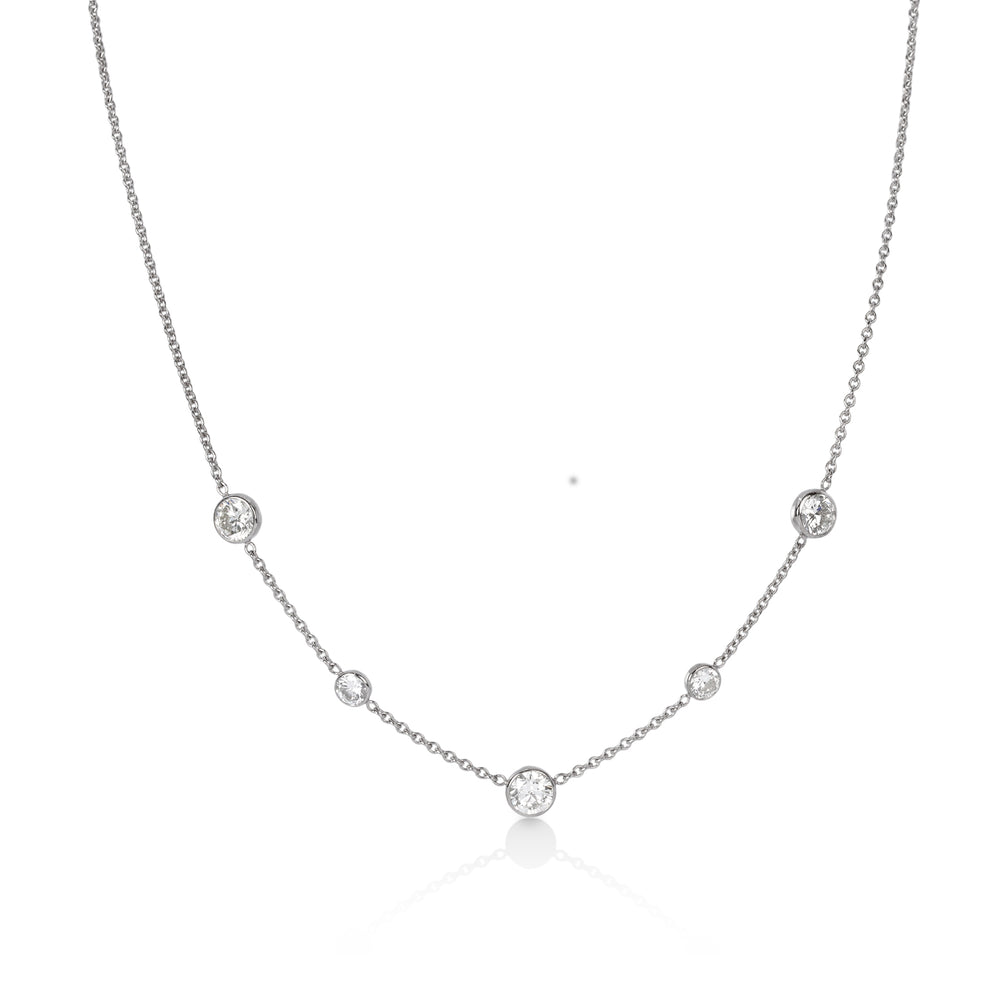14kw 2.47ctw 5-Stone Bezel-By-The-Yard Natural Diamond Necklace