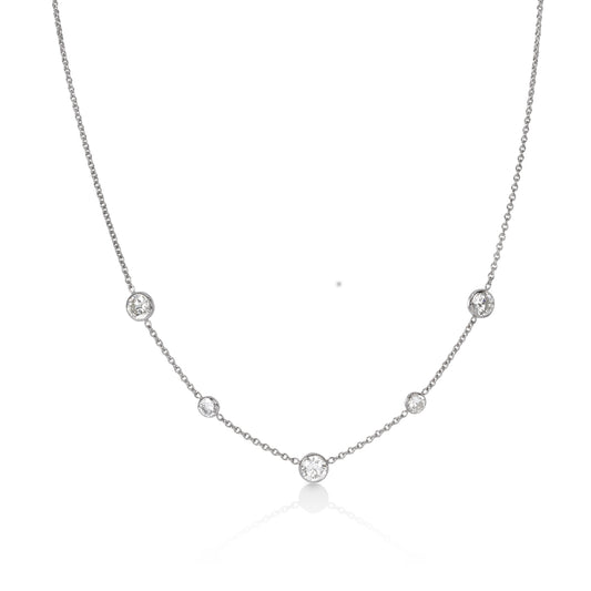 14kw 2.47ctw 5-Stone Bezel-By-The-Yard Natural Diamond Necklace