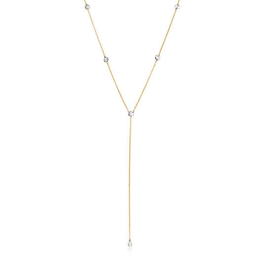 14ky .53ctw Rose-Cut Diamond Lariat 16-18" Necklace
