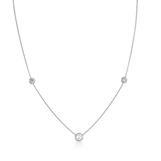 14kw 1.37ctw 3-Stone Bezel-By-The-Yard Lab Diamond Necklace