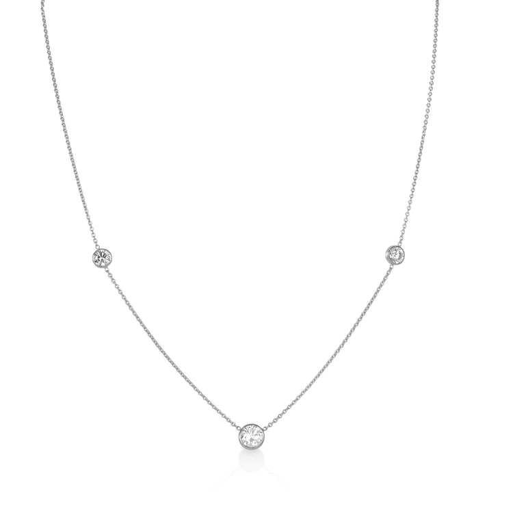 14kw 1.37ctw 3-Stone Bezel-By-The-Yard Lab Diamond Necklace
