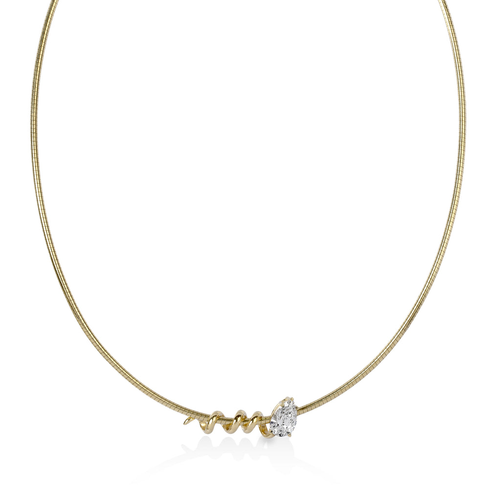 14ky 1.78 Pear Shaped Lab Diamond Omega Necklace