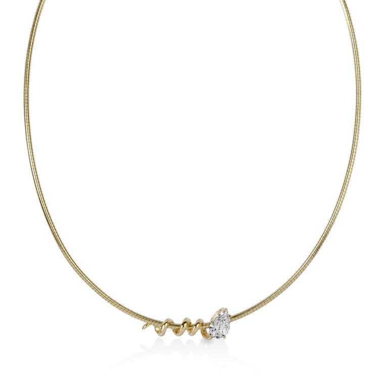 14ky 1.78 Pear Shaped Lab Diamond Omega Necklace