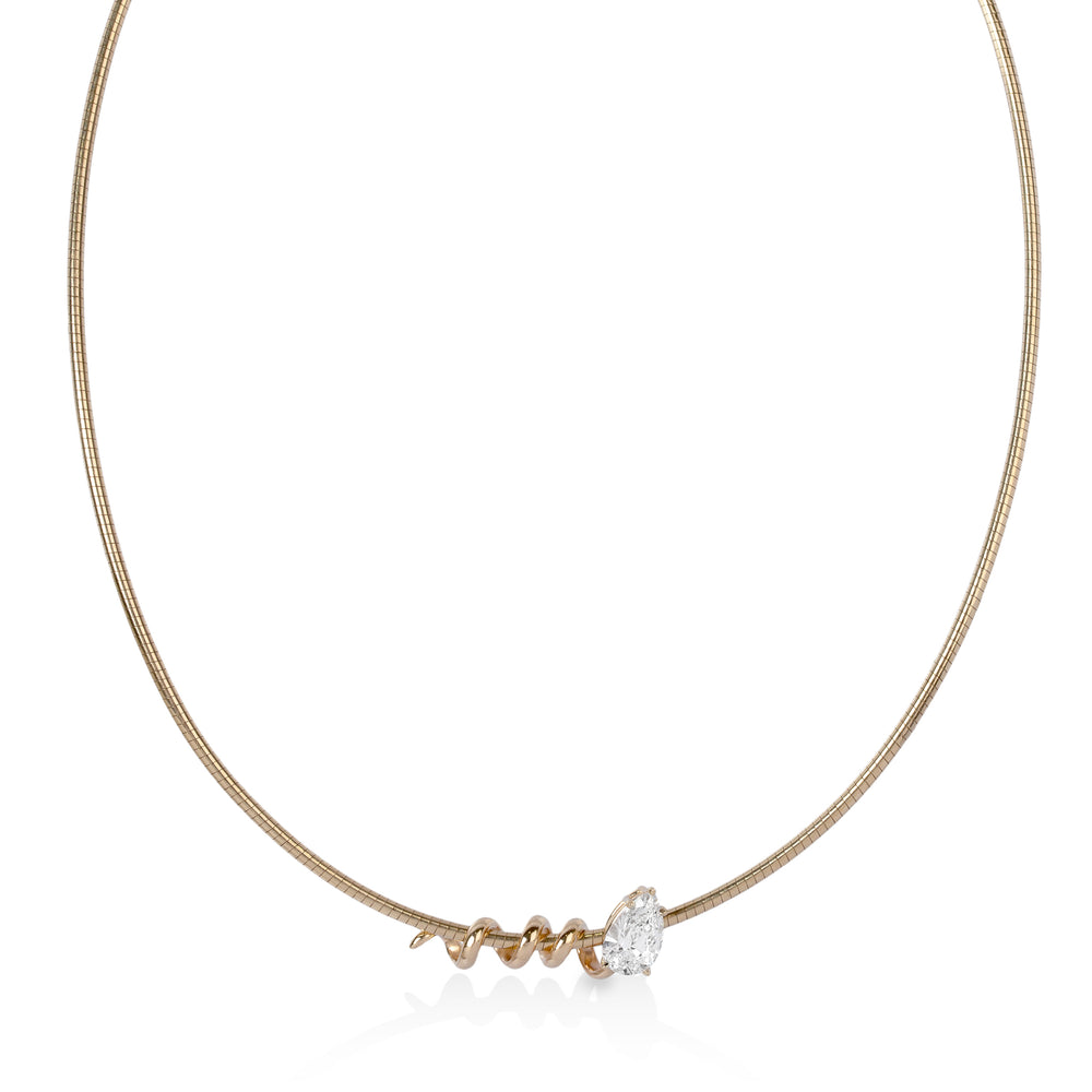 14ky 1.78 Pear Shaped Lab Diamond Omega Necklace