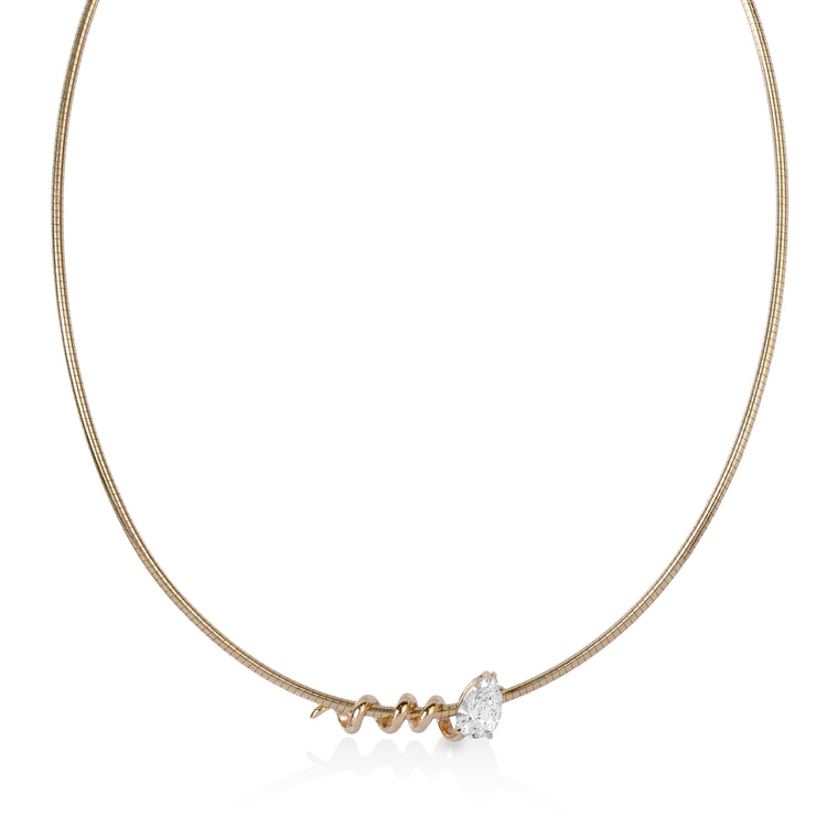 14ky 1.78 Pear Shaped Lab Diamond Omega Necklace
