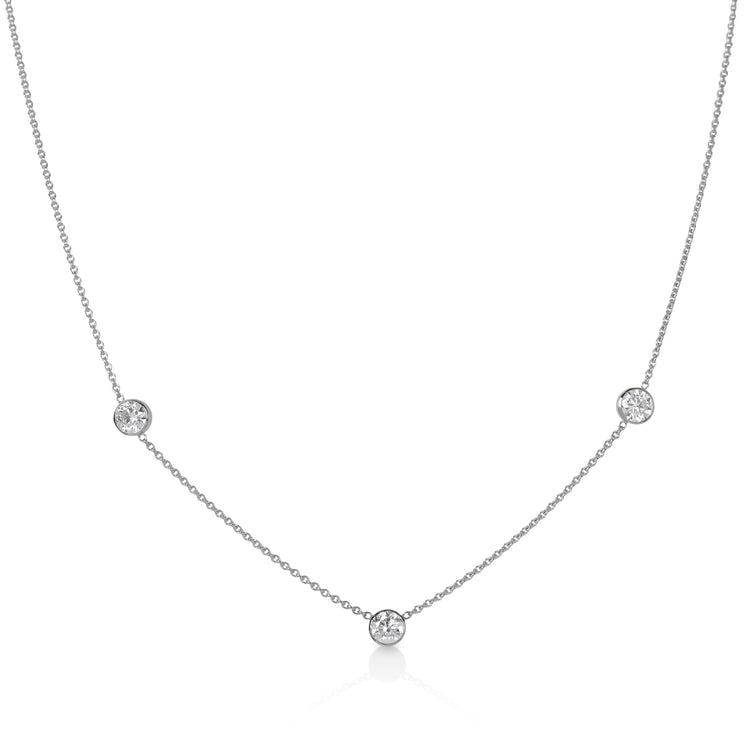 14kw 1ctw Three Diamond-By-The-Yard Necklace